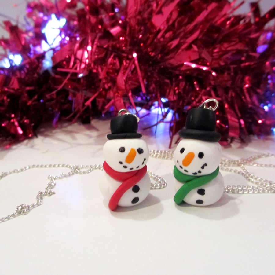 Retro Christmas Snowman Keyring OR Necklace, Quirky, fun, unique, handmade