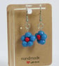 Handcrafted Blue Floral Dangle Earrings