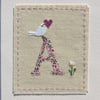 Sweet little hand-stitched letter A - new baby, Christening or birthday