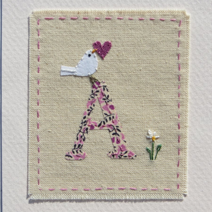 Sweet little hand-stitched letter A - new baby, Christening or birthday