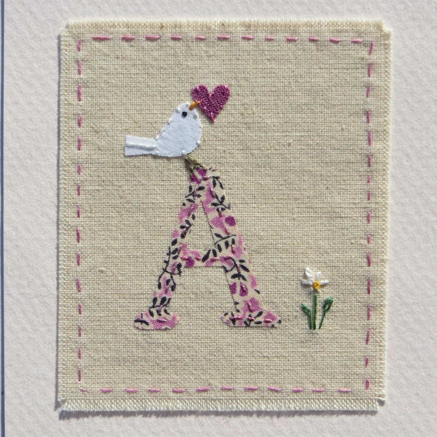 Sweet little hand-stitched letter A - new baby, Christening or birthday