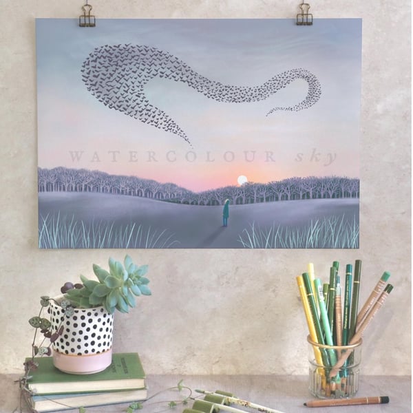 Nature Art Print - Winter Murmuration