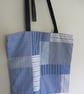 Upcycled blue patchwork tote bag - Image 4