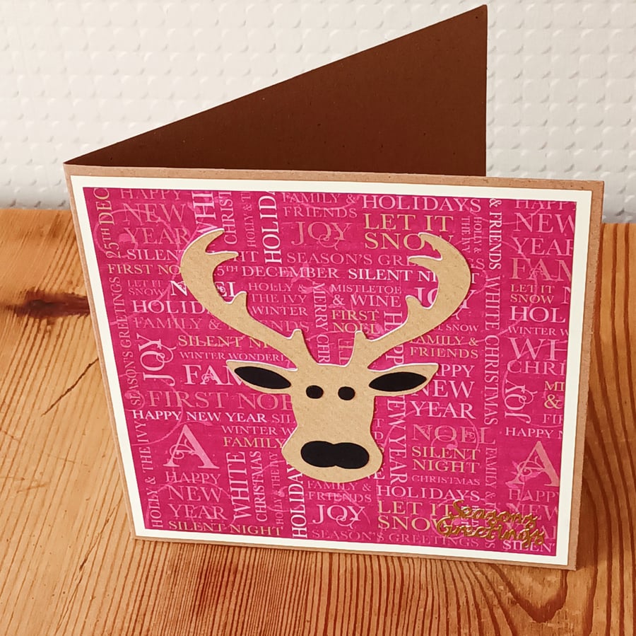 Festive Red Stag Christmas Card