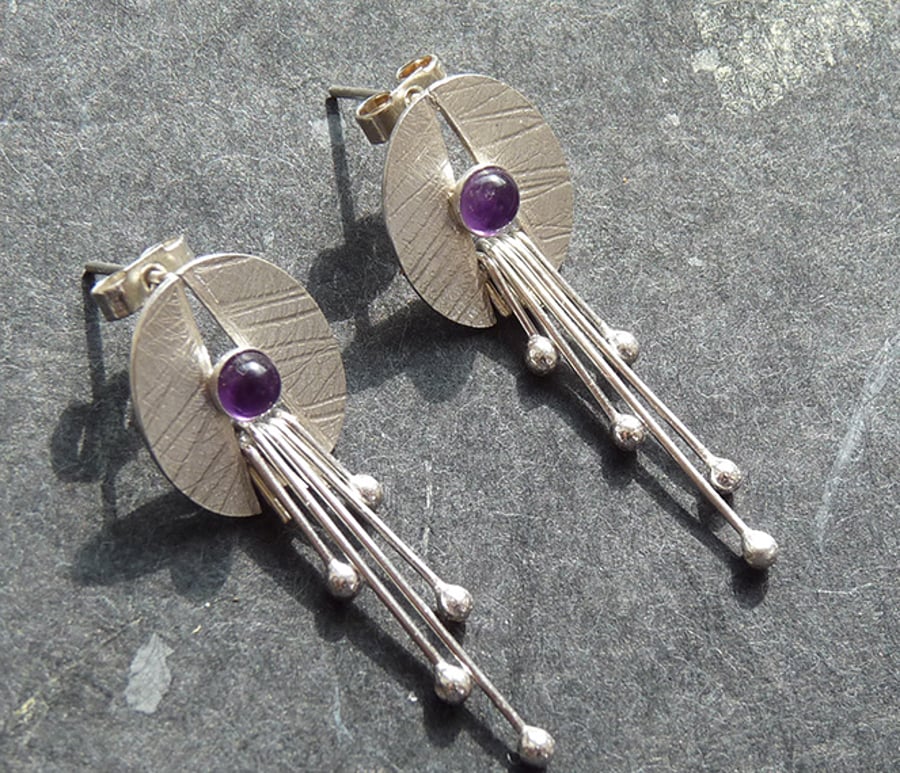 Sterling Silver Studs with Amethyst