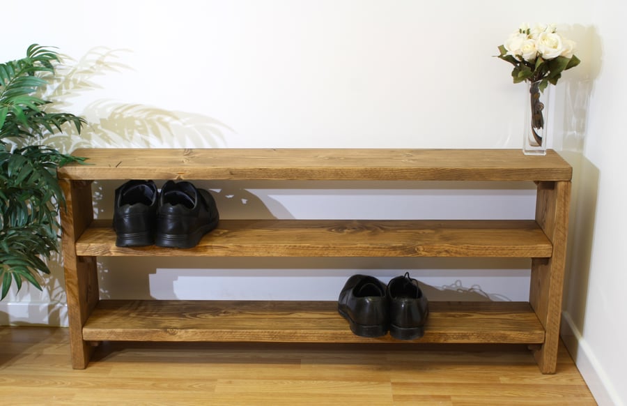 Handmade Solid Wood Shoe Rack and Bench Seat
