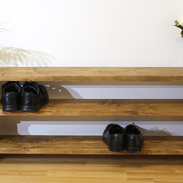 Handmade Solid Wood Shoe Rack and Bench Seat
