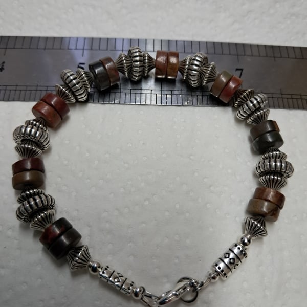  Handmade Beaded Natural Picasso Jasper Bracelet 