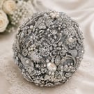 Silver Brooch Bridal Bouquet - Handmade Keepsake Wedding Bouquet