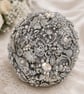 Silver Brooch Bridal Bouquet - Handmade Keepsake Wedding Bouquet