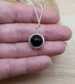 Minimalist Black tourmaline 3D circle pendant  necklace. - Image 3
