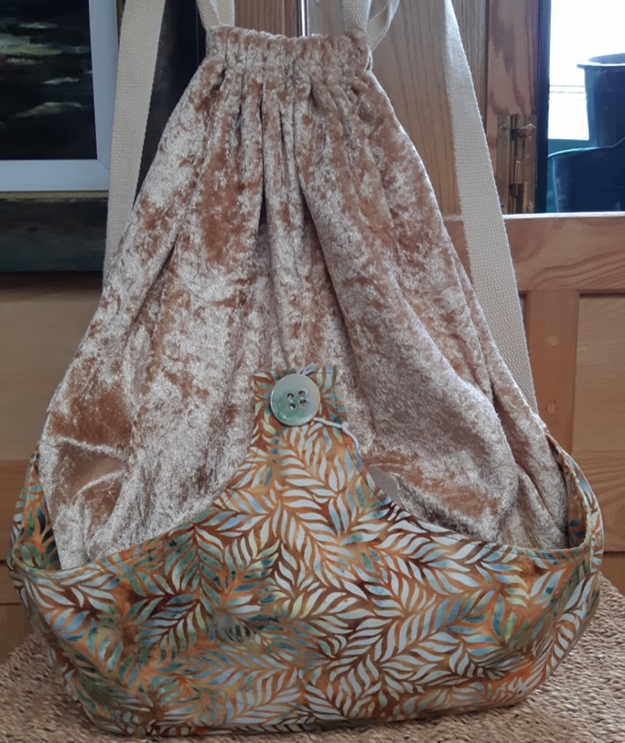 Gold velvet backpack