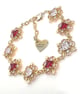 Ruby Red Crystal Gold Bracelet, Regency Style Flower Jewelry