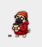 Funny Christmas Sticker Vinyl Xmas Decal For Adults - Cute Pug Wearing Hoodie - Image 1