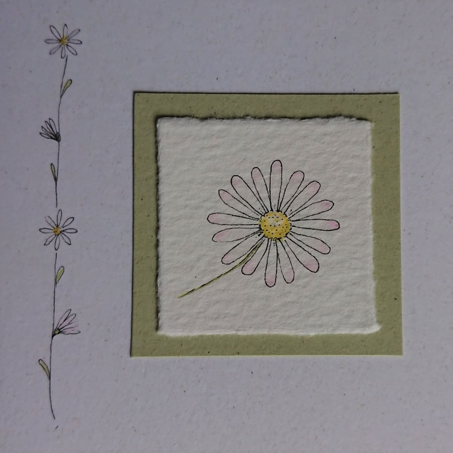 Daisy chain card - original hand painted design - blank inside - notelet