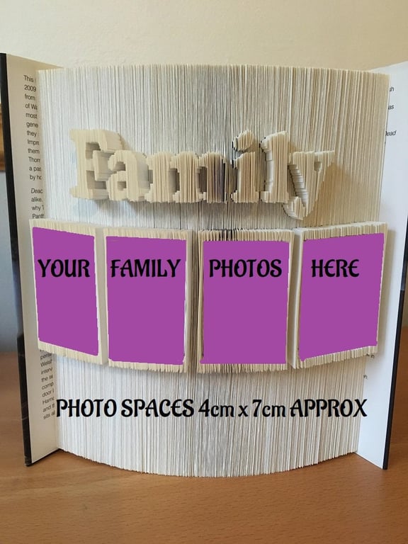 Family Photo Frame raised CUT & FOLD Book Folding Pattern - EMAILED PDF PATTERN