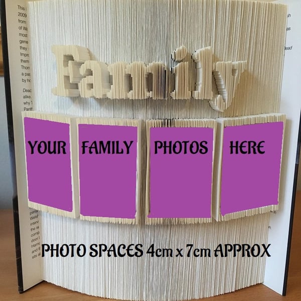 Family Photo Frame raised CUT & FOLD Book Folding Pattern - EMAILED PDF PATTERN