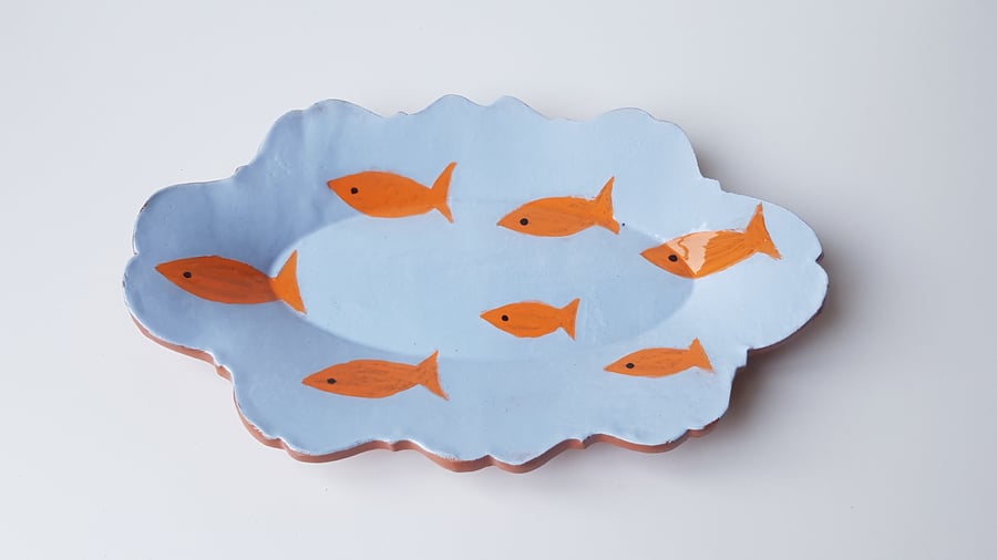 Fun Fish Print Ceramic Serving Platter