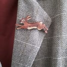 Handmade Wooden  Running  Hare  Brooch 
