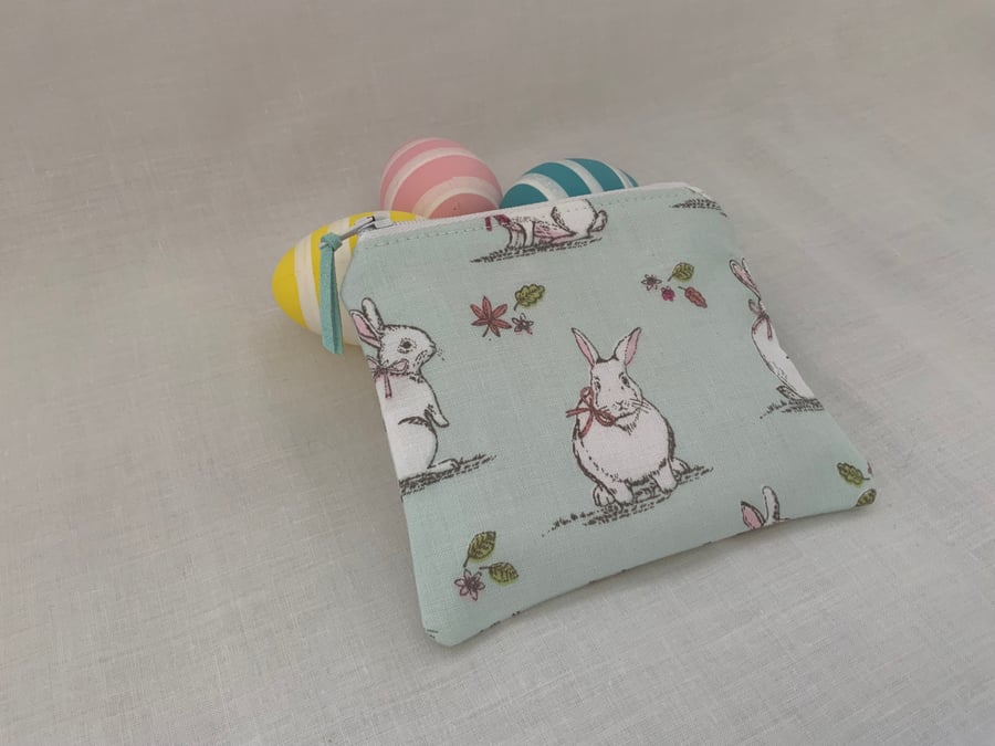 Fabric Coin Purse, Money Pouch, Zipped Purse, Purse, Card Holder, Bunny