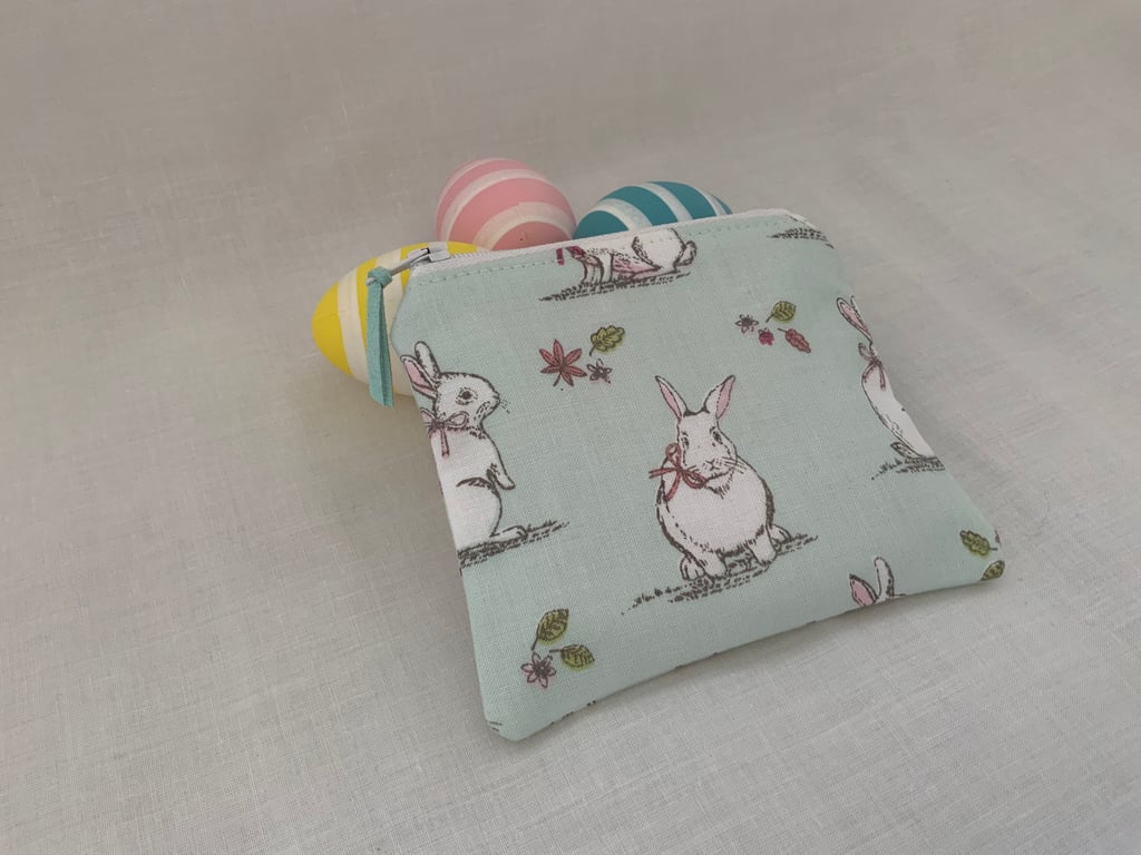 Fabric Coin Purse, Money Pouch, Zipped Purse, Purse, Card Holder, Bunny