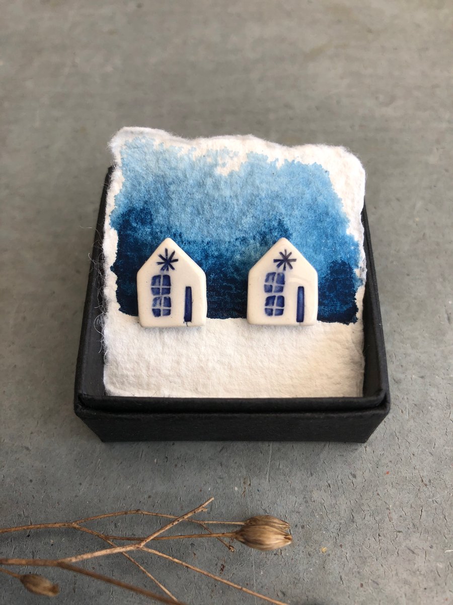Ceramic House  Earrings