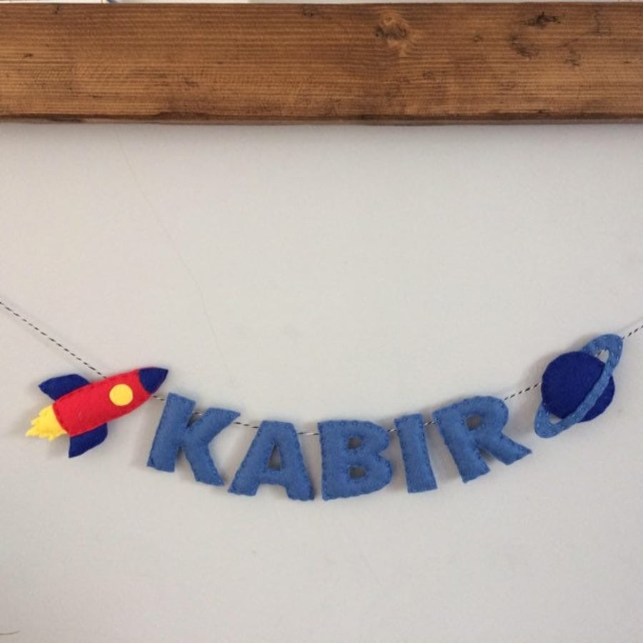Any Shape Transport Baby Nursery Name Garland Banner -Made To Order Personalised