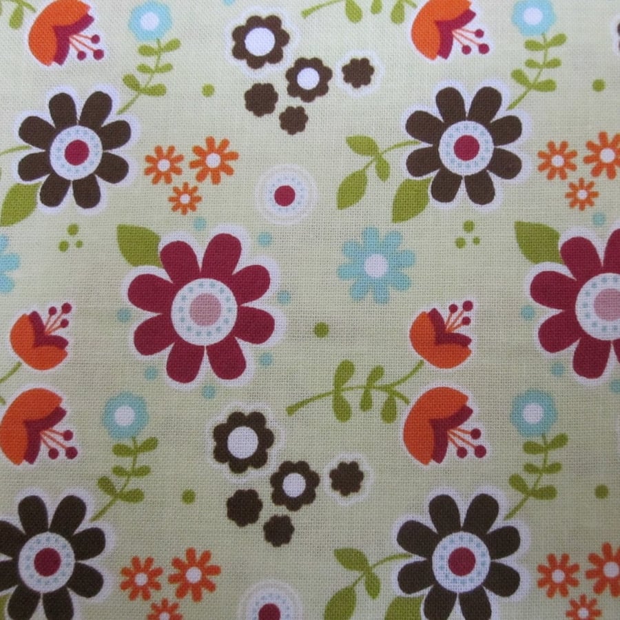 Riley Blake Little Matryoshka Flower Pattern Green Fabric Fat Quarter