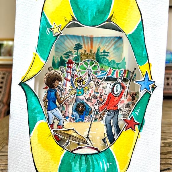 Splendour Music Festival - Original large handmade 3D illustrated tunnel book