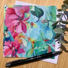 Pink Floral Greeting Card - Happy Days