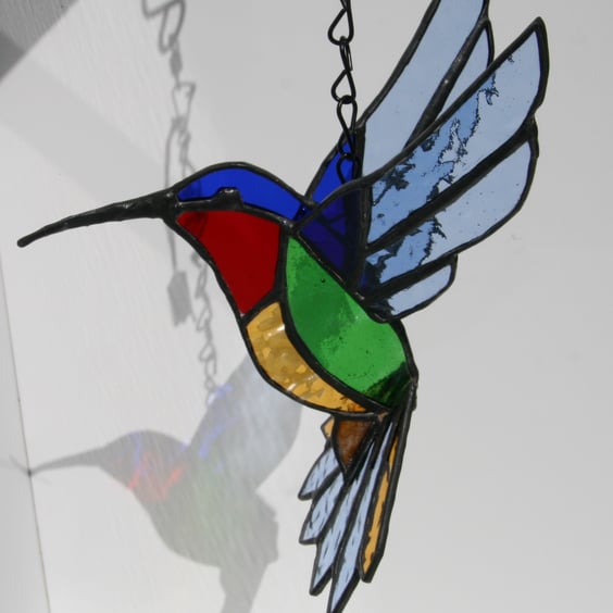 Stained glass sun catcher3D  colourful hummingbird  Handmade hanging decoration