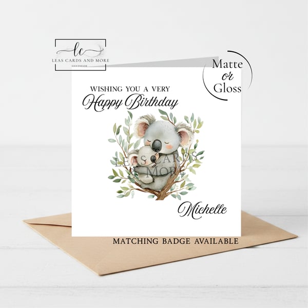 Koala Animal Happy Birthday Card