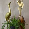 Tall Angular Wood Vase & Dried Flowers