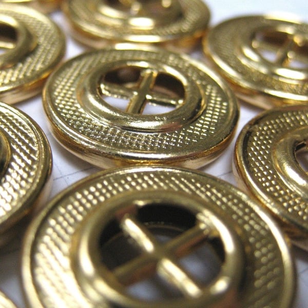 10 Gold Wheel Buttons
