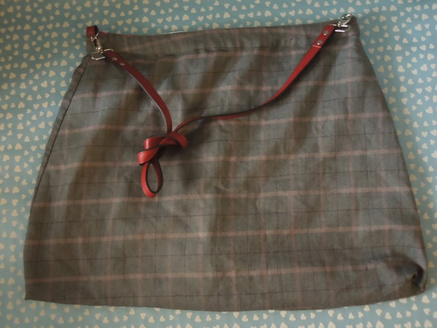 Grey and Pink Check Skirt Bag 