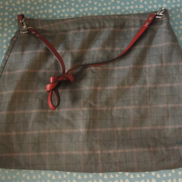 Grey and Pink Check Skirt Bag 