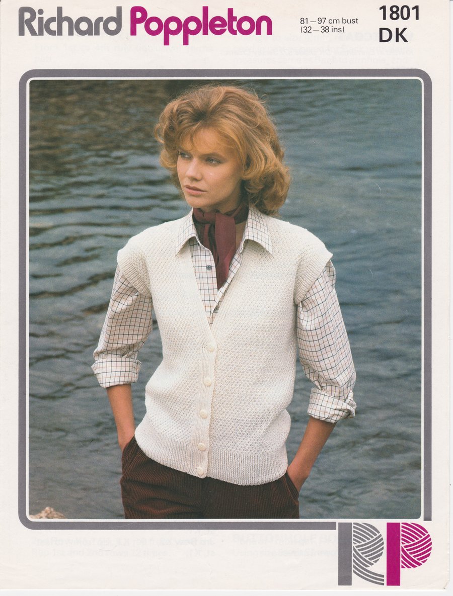 Vintage Knitting Pattern 1801: Richard Poppleton, Sleeveless Cardigan