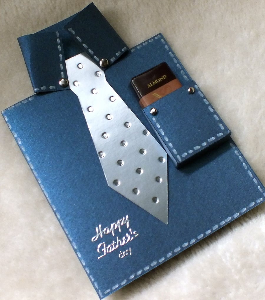 Handmade Father's Day Shirt & Tie Card with Free Chocolate