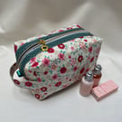 Quilted Cosmetic Bag Wash Bag Medium Size Japanese Floral Flower Fabric