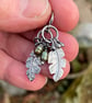 Oxidised silver feather and green pearl earrings - Image 2