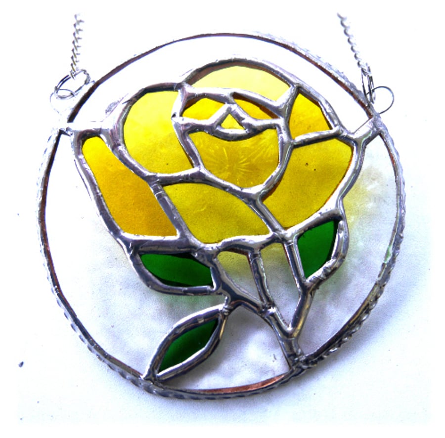 Rose Ring Suncatcher Stained Glass Yellow