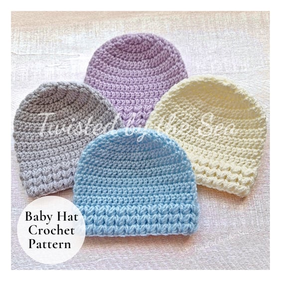Crochet Baby Hat Pattern PDF Puff V Stitch Newborn to 6 Months