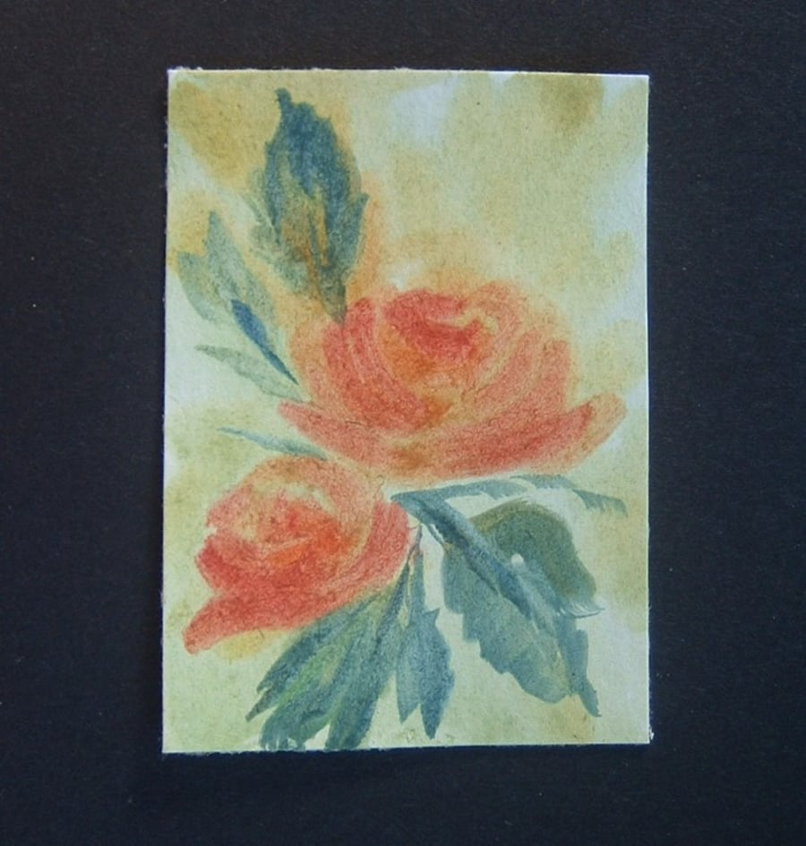 roses, floral spray art painting original ref 384