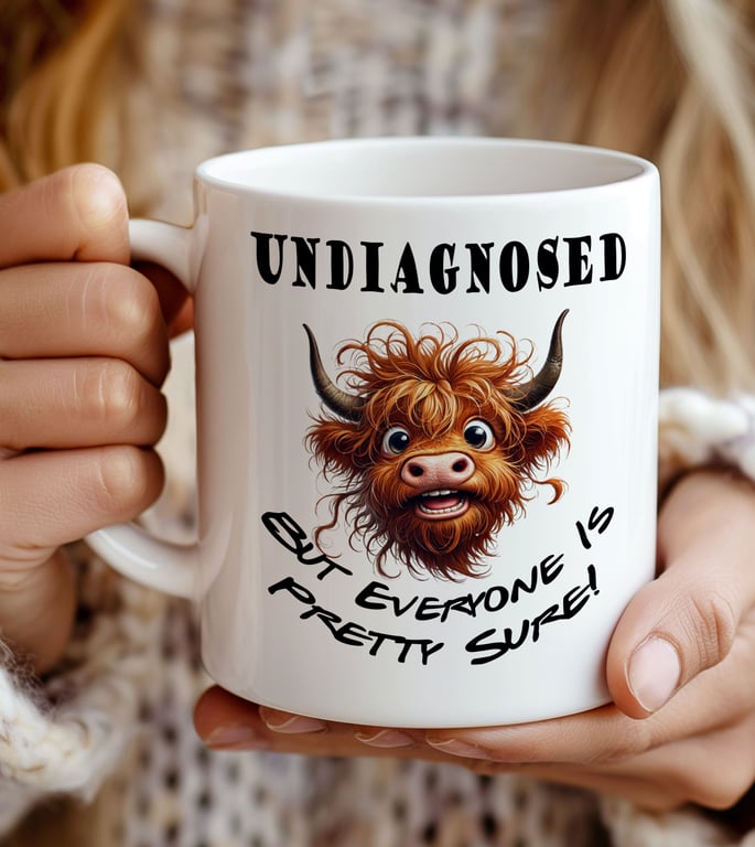 Funny ADHD Autism Meme Mug – Highland Cow Neurodivergent Mental Health Gift 