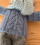 Knitted Rabbit in Blue Jumper and Grey Trousers  - Image 3
