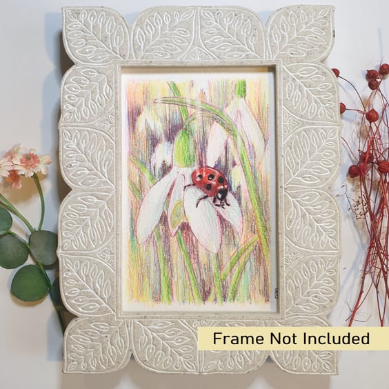 ladybird letterbox art gift, small original drawing, insect art