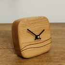 No. 105 Oak Desk Clock with Inlaid Wave Smooth Face and Black Hands NX