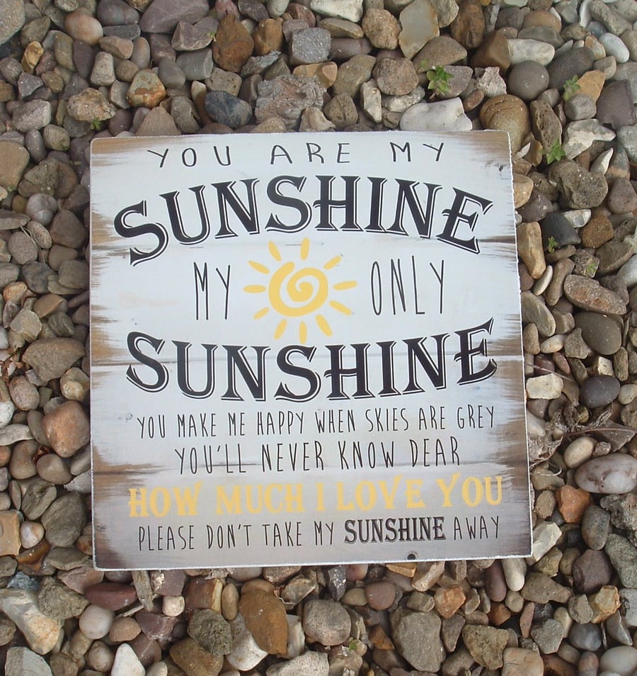 shabby chic vintage you are my sunshine sign plaque nursery