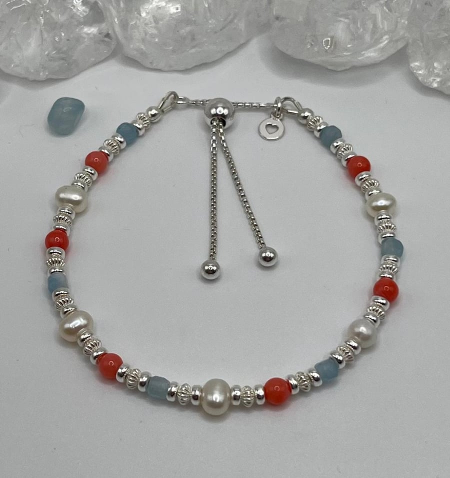 Stones Of The Sea Adjustable Slider Bracelet