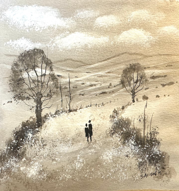 Original  watercolour Painting ‘ Romantic walk ‘ by Stephen Allen 